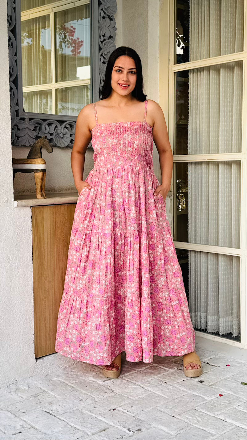 Light Pink Cotton Maxi Dress