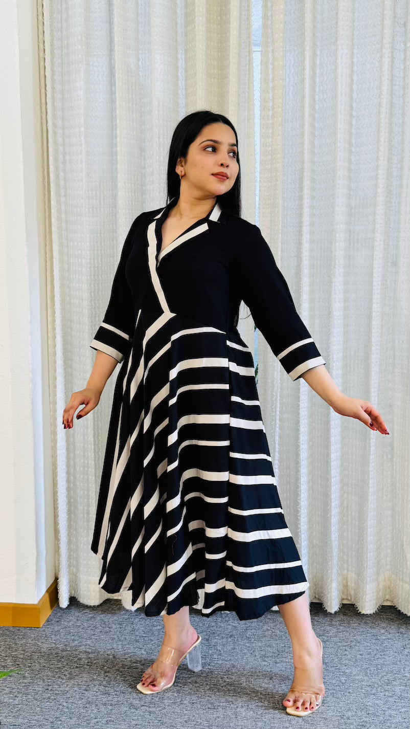 Black Striped Collar Dress