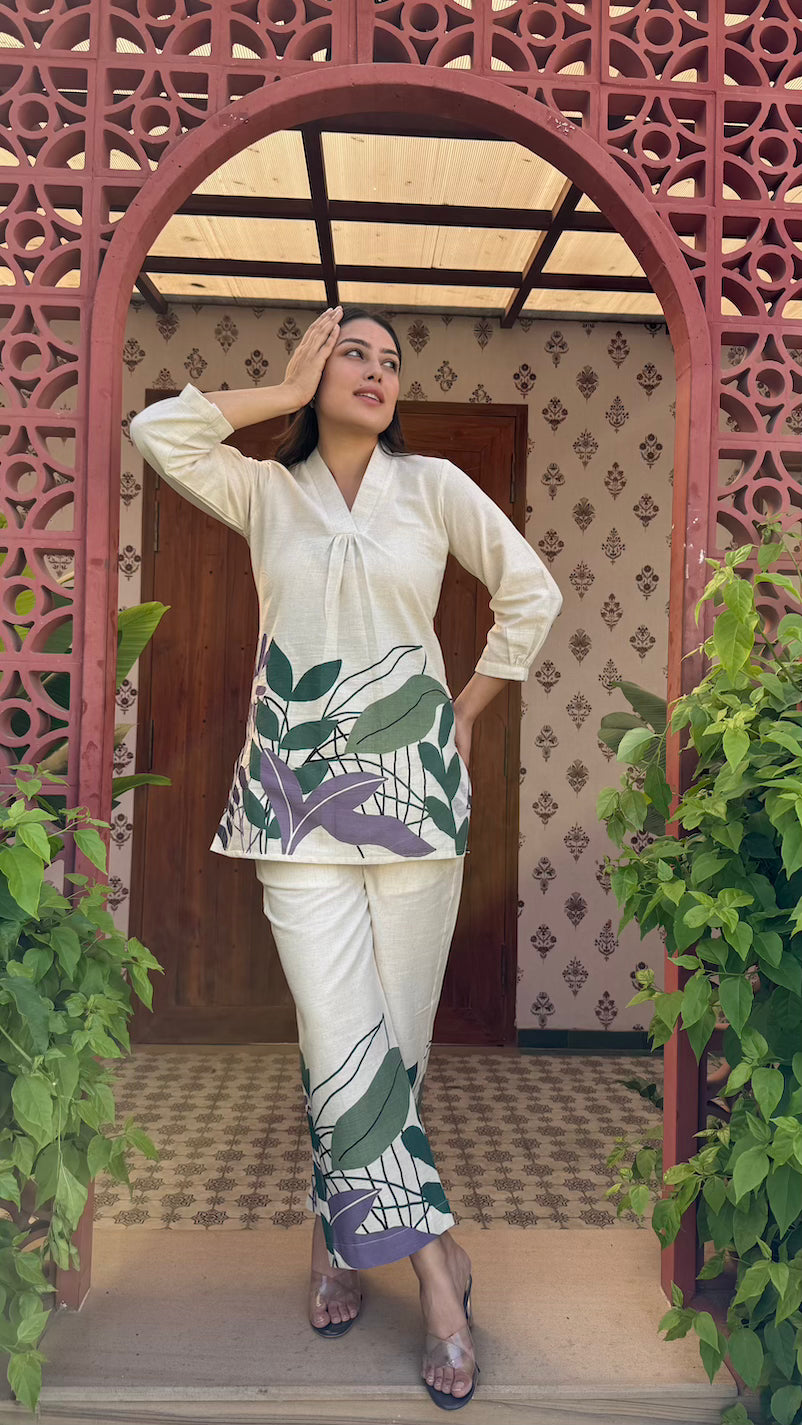 Beige Cotton Co-ord