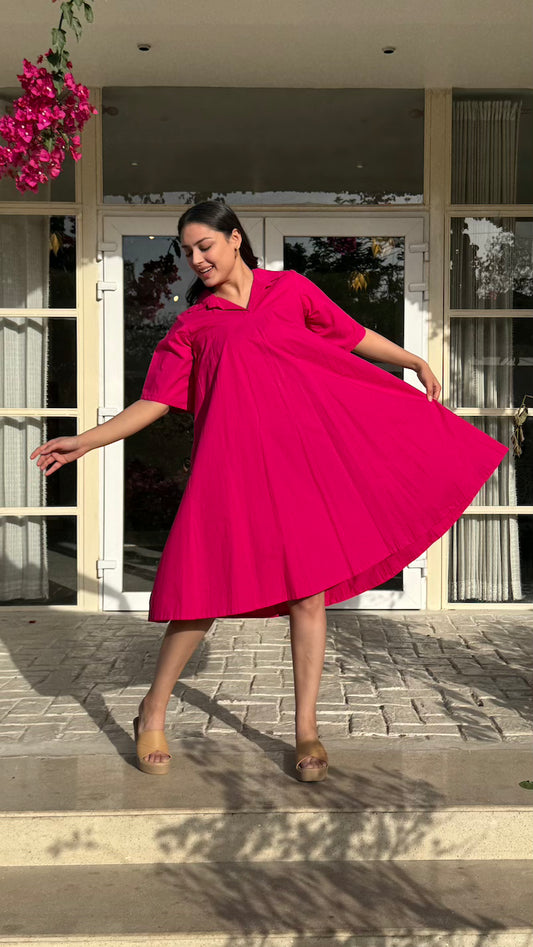 Hot Pink Cotton Kali Dress