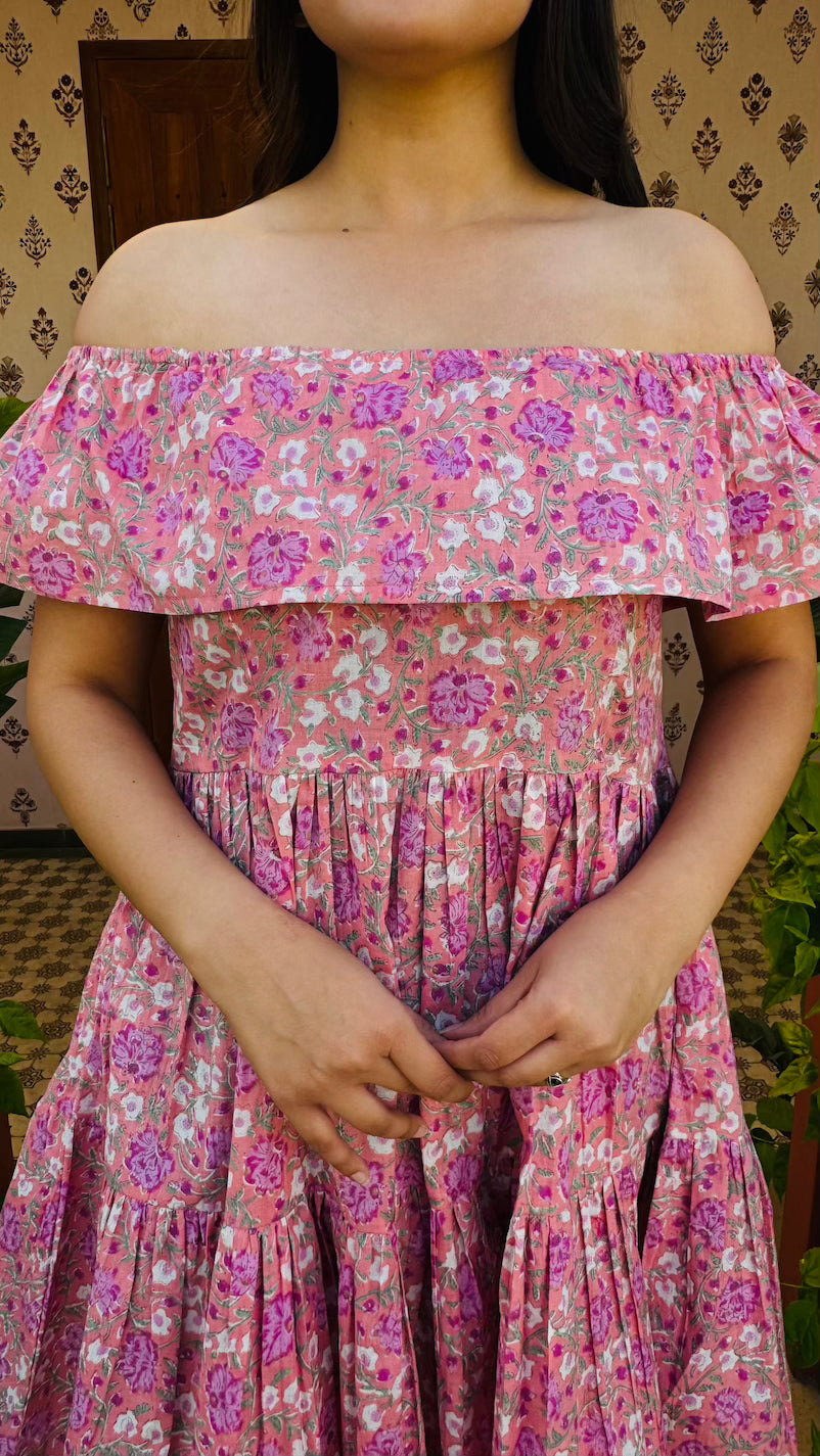 Light Pink Cotton Short Dress