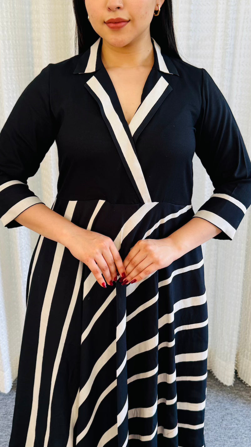 Black Striped Collar Dress