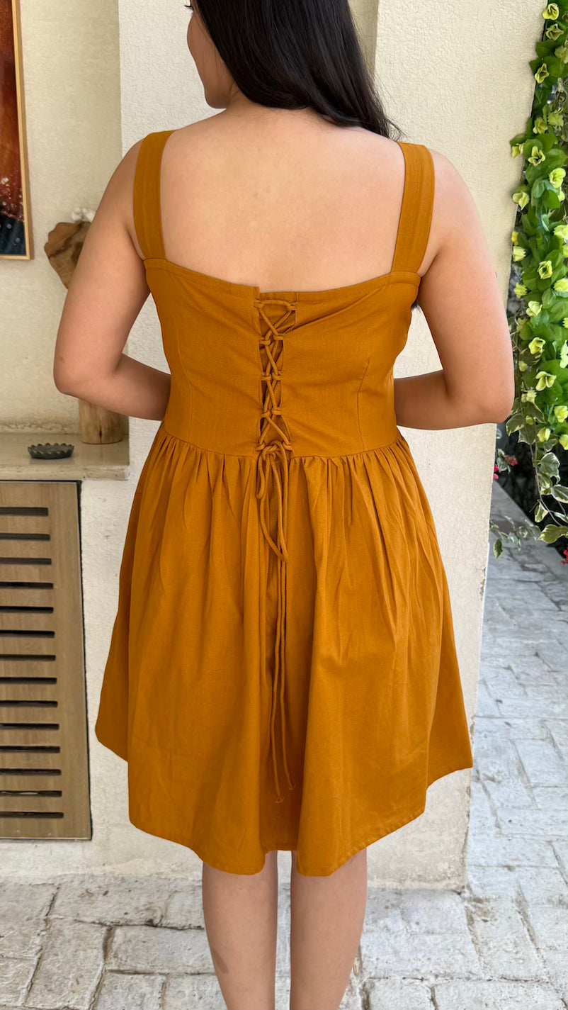 Mustard Cotton Short Dress