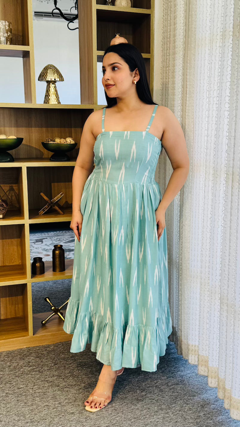Mint Blue Sleeveless Midi Dress