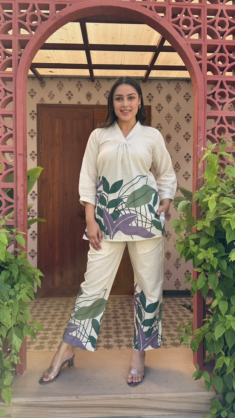 Beige Cotton Co-ord