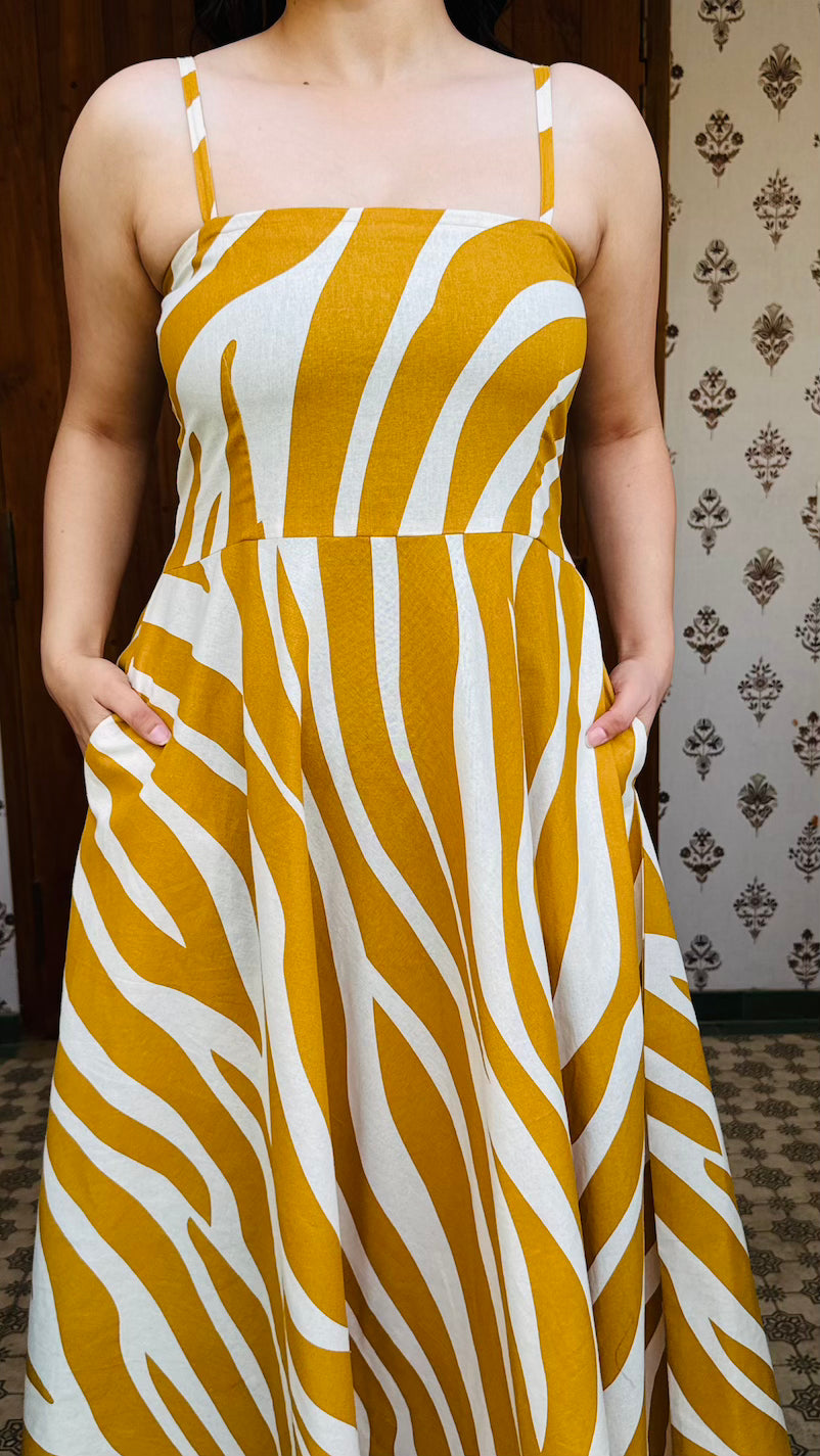 Yellow & White Striped Cotton Dress