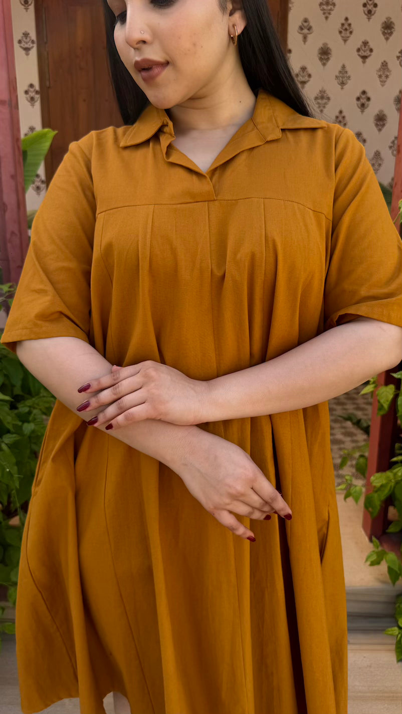 Mustard Cotton Kali Dress
