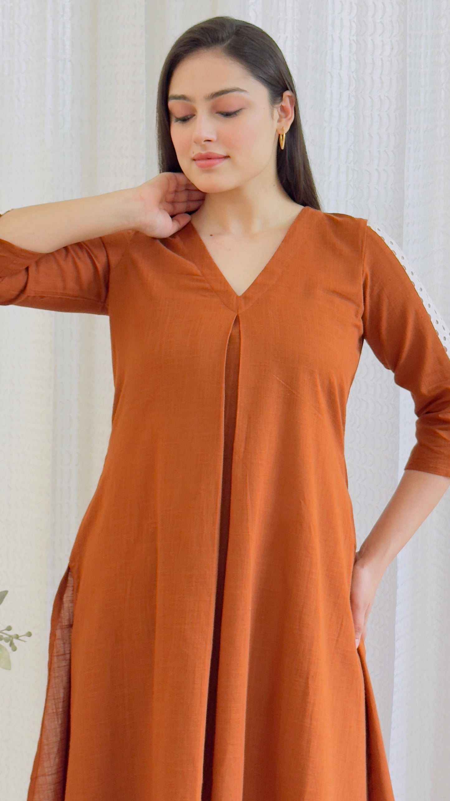 Alizeh Brown Cotton Kurta Pant
