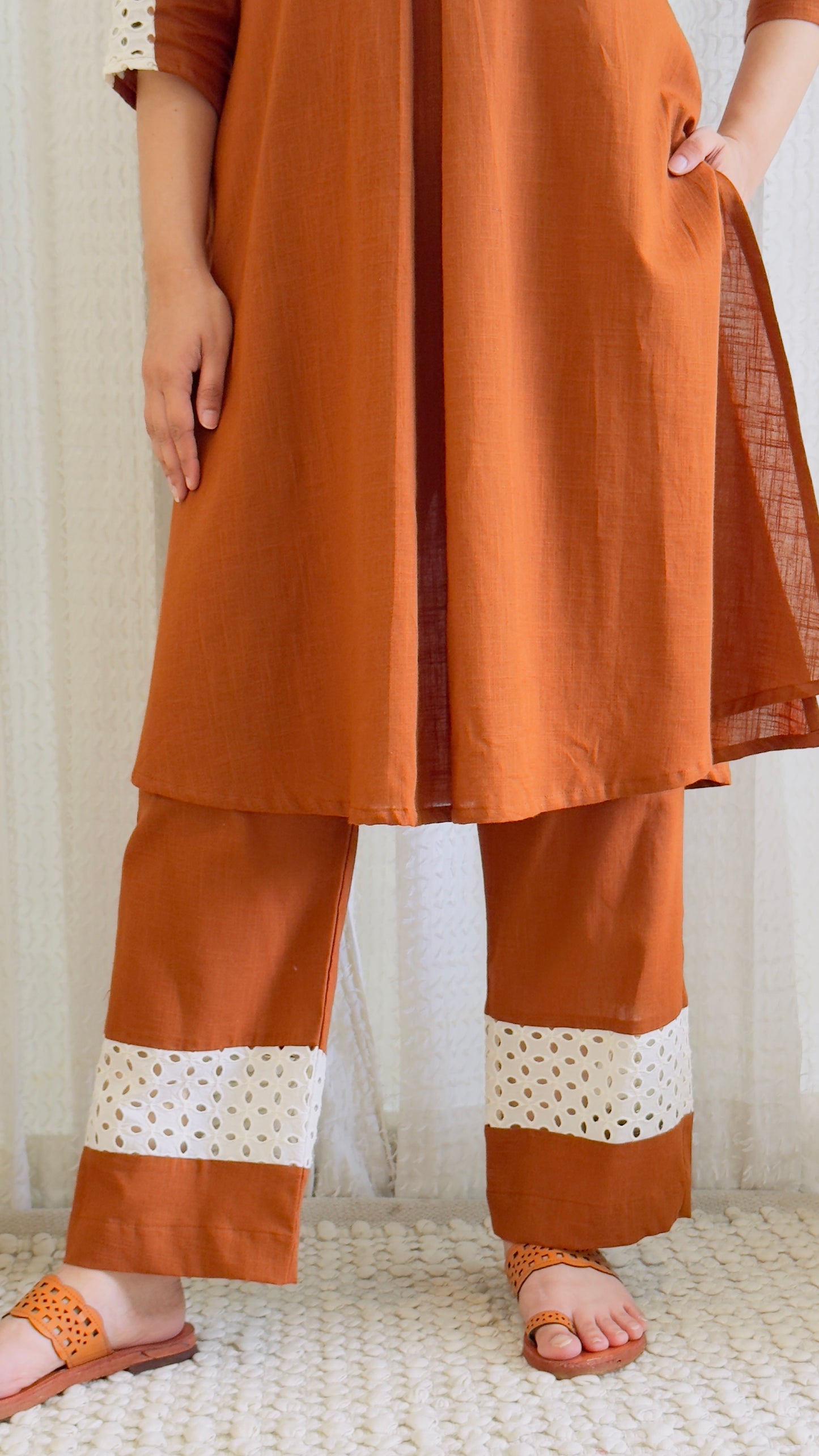 Alizeh Brown Cotton Kurta Pant