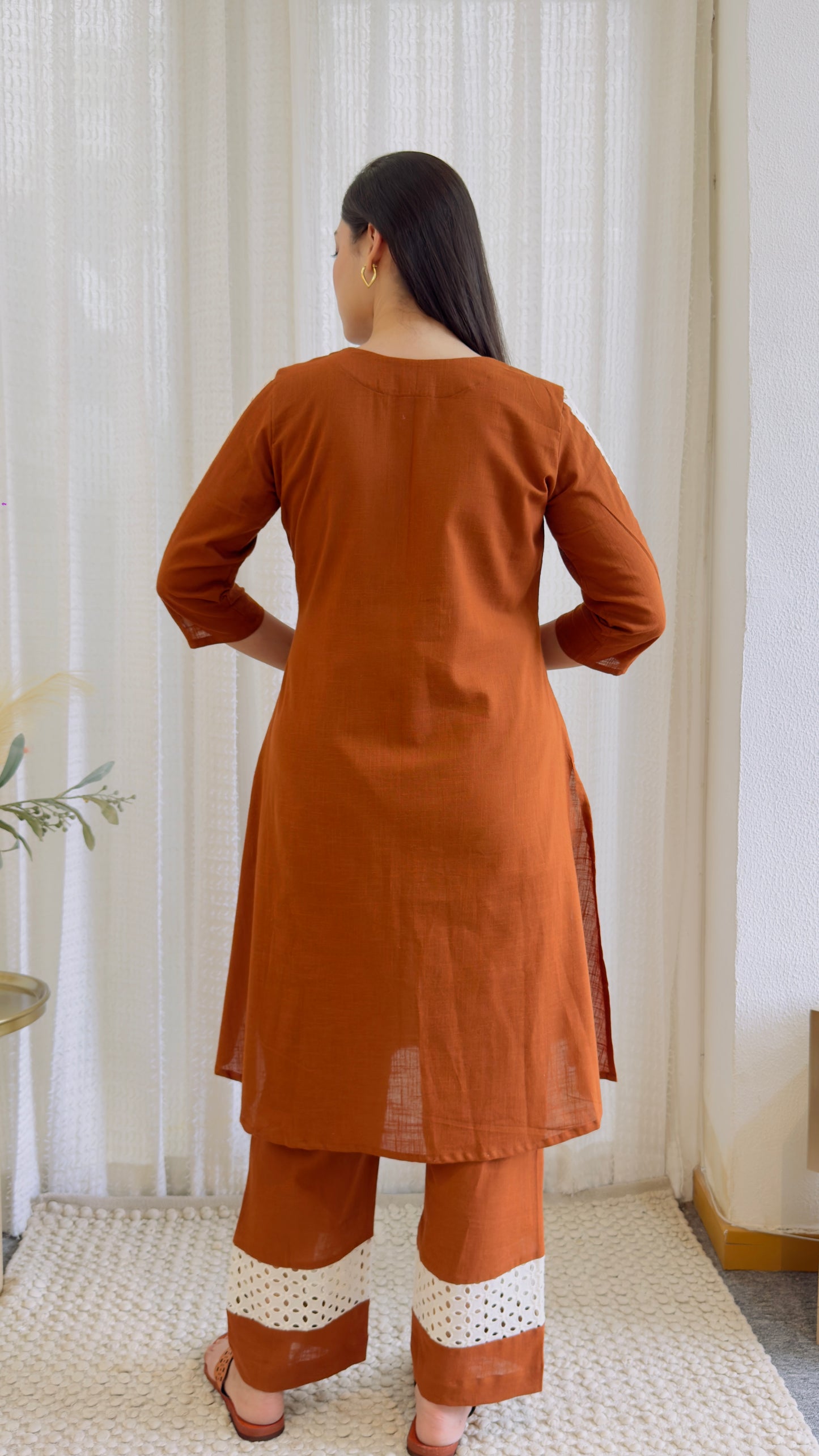 Alizeh Brown Cotton Kurta Pant