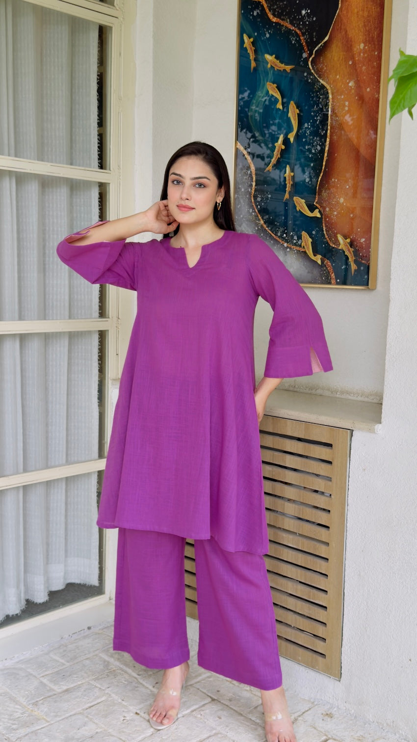 Misha Lavender Cotton Kurta Pant