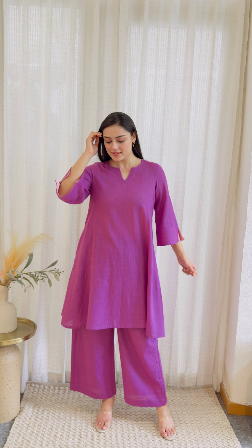 Misha Lavender Cotton Kurta Pant