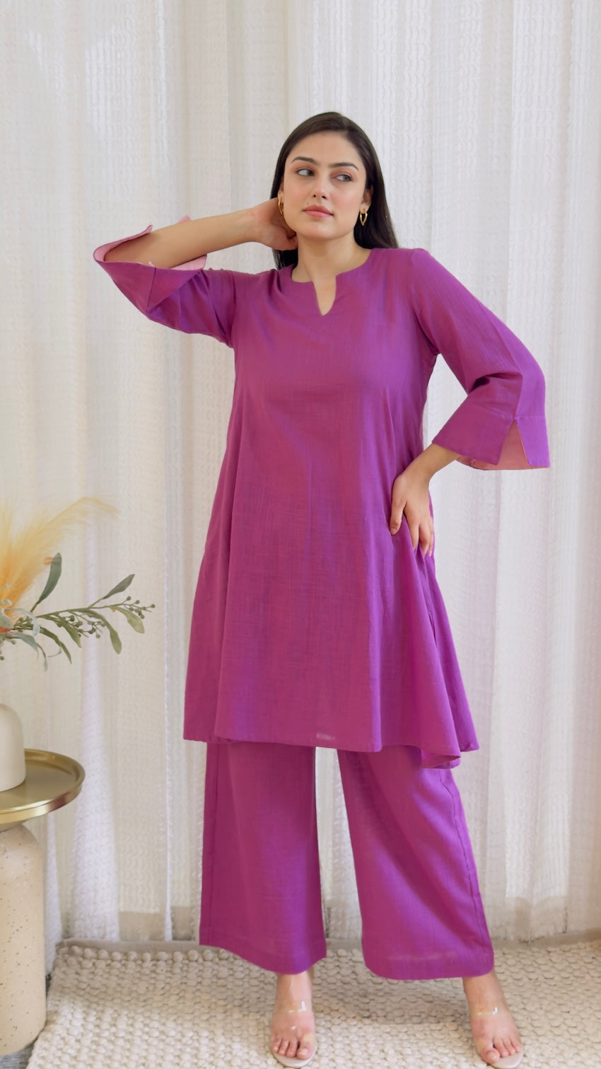 Misha Lavender Cotton Kurta Pant