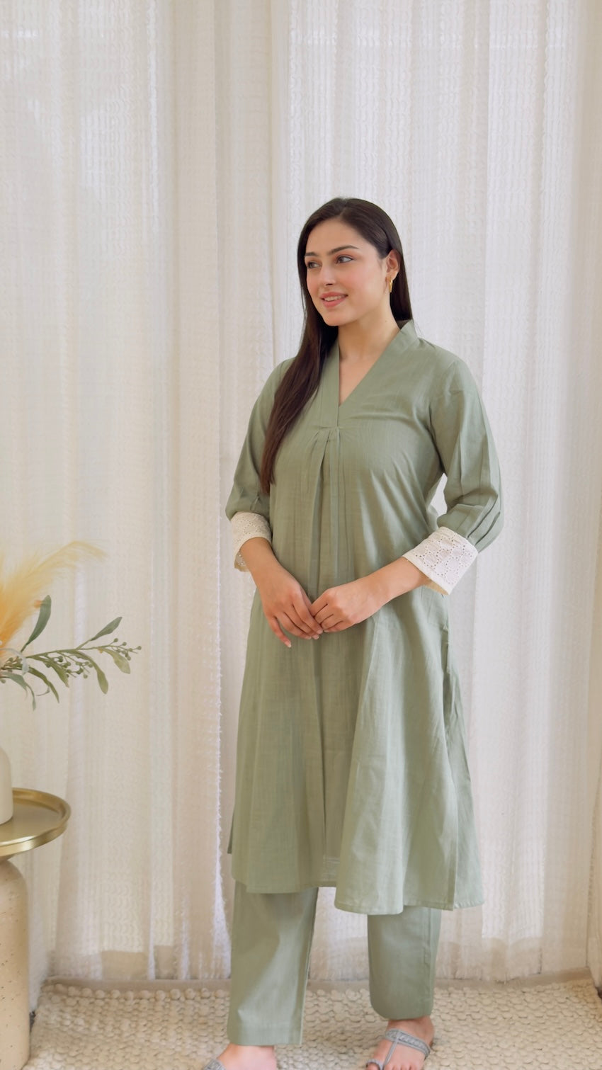 Anaya Pista Cotton Kurta Pant