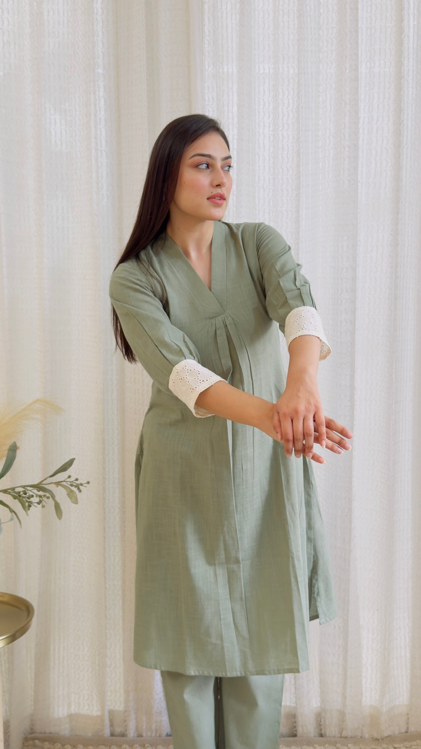 Anaya Pista Cotton Kurta Pant