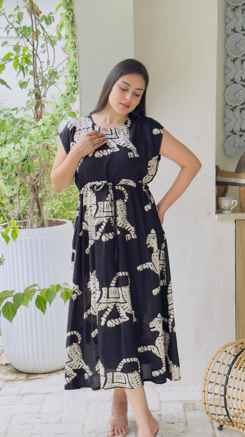 Zeha Black Kaftan Dress