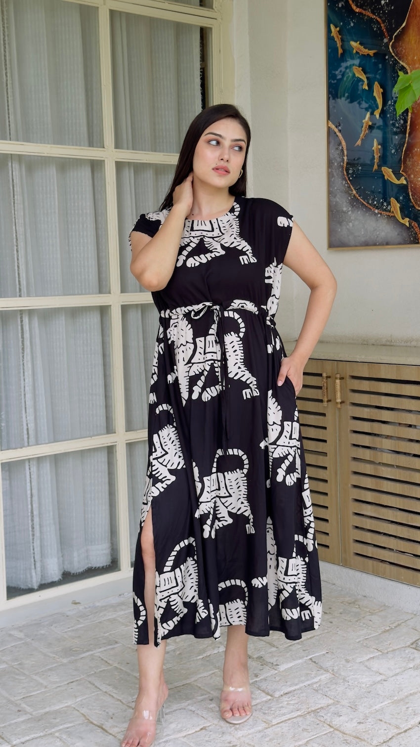 Zeha Black Kaftan Dress