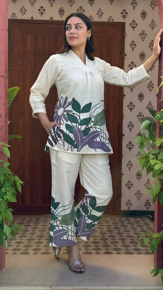 Beige Cotton Co-ord