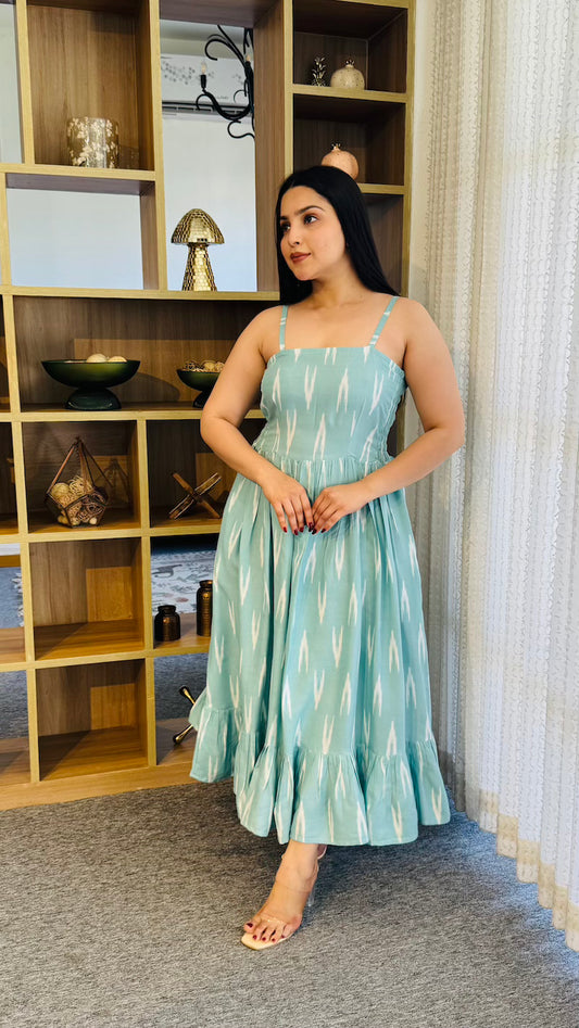 Mint Blue Sleeveless Midi Dress