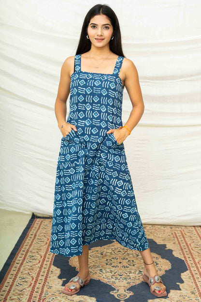 Drew Indigo Blockprint Dress