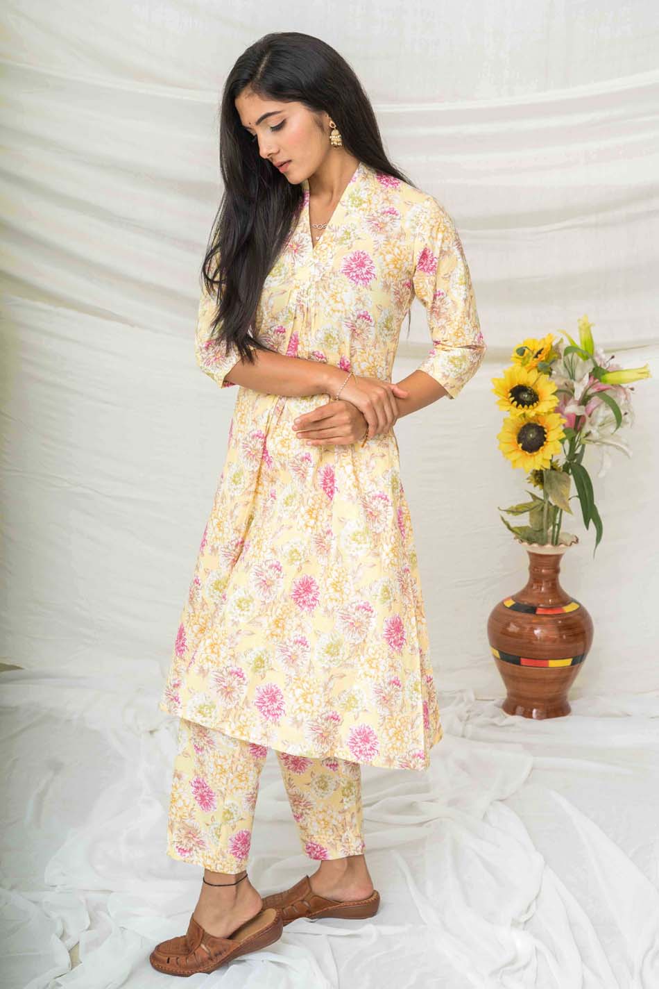 Eira Yellow Floral Kurta Pant