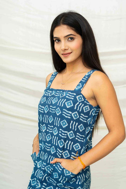 Drew Indigo Blockprint Dress