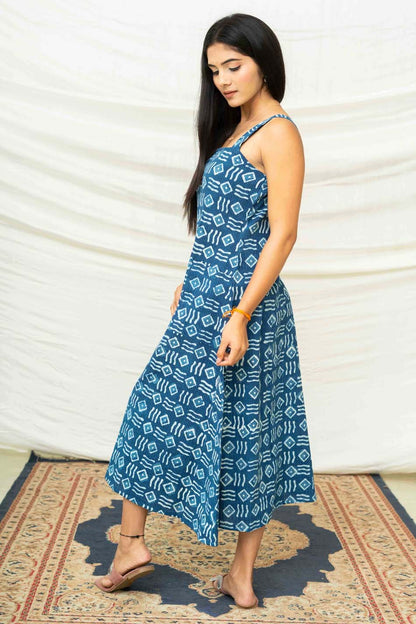 Drew Indigo Blockprint Dress