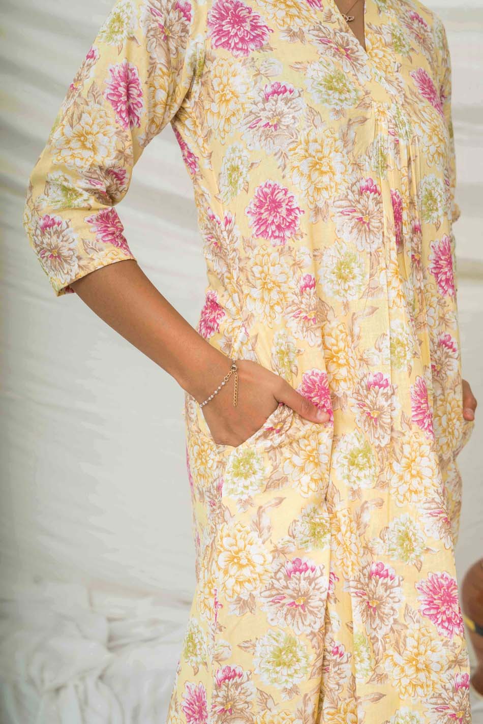 Eira Yellow Floral Kurta Pant