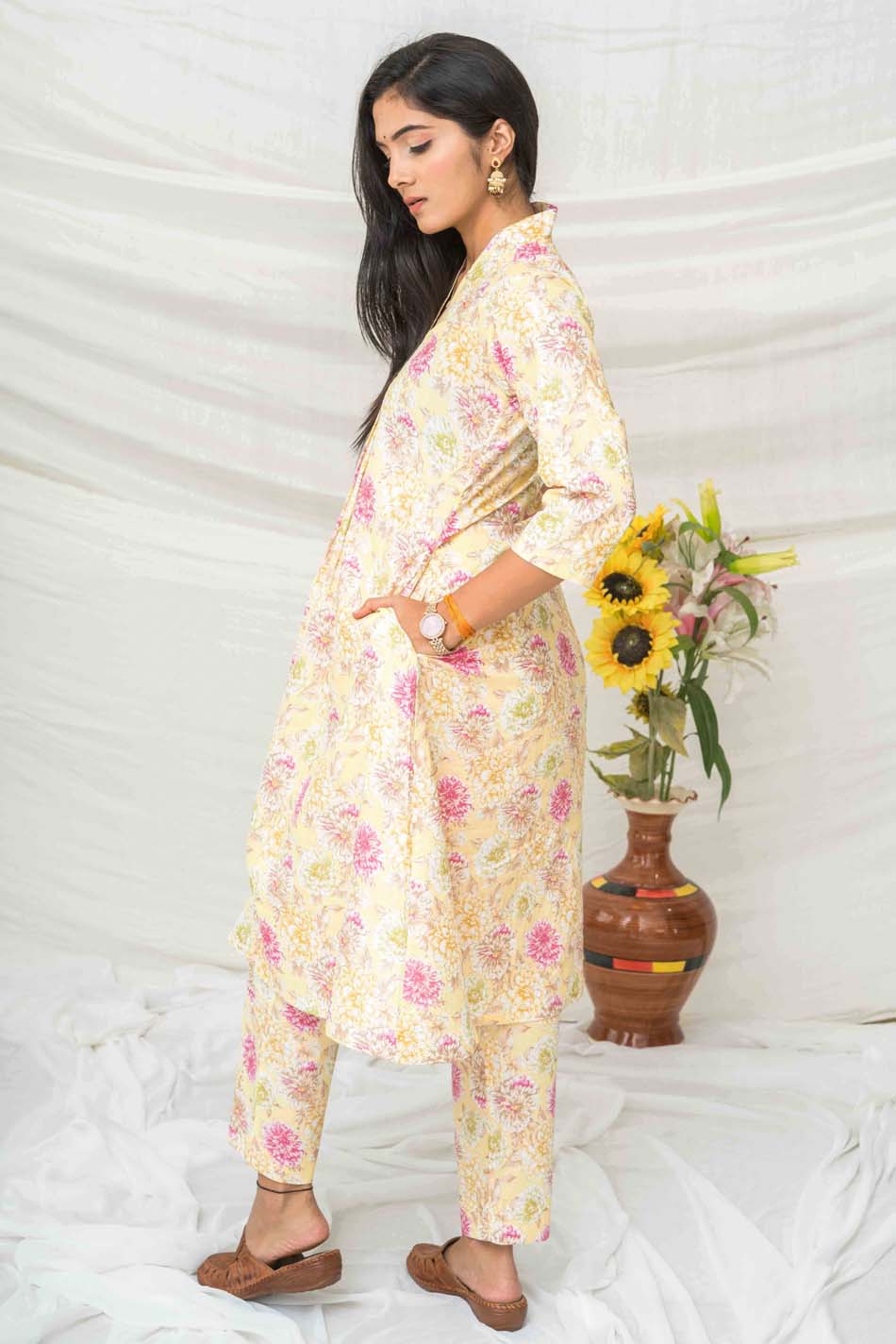 Eira Yellow Floral Kurta Pant