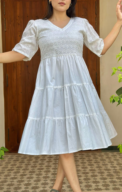 Bella White Schiffli Dress